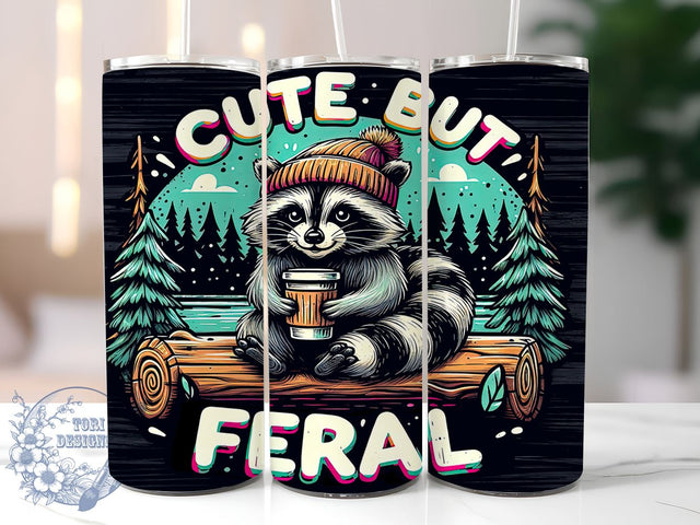 Cute Feral Tumbler, Sarcastic Design, Sublimation PNG, Funny Gift, Cat Lover Art, 20 oz Tumbler, Whimsical Saying, Quirky Gift Sublimation ToriDesigns 