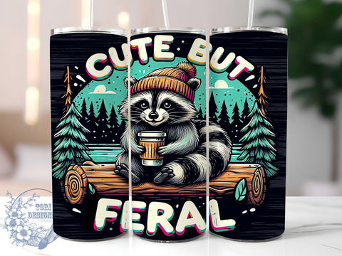 Cute Feral Tumbler, Sarcastic Design, Sublimation PNG, Funny Gift, Cat Lover Art, 20 oz Tumbler, Whimsical Saying, Quirky Gift Sublimation ToriDesigns 