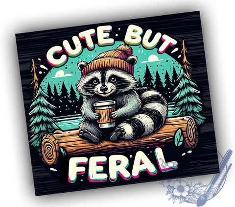 Cute Feral Tumbler, Sarcastic Design, Sublimation PNG, Funny Gift, Cat Lover Art, 20 oz Tumbler, Whimsical Saying, Quirky Gift Sublimation ToriDesigns 