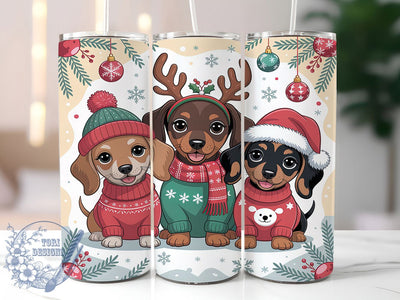 Cute Festive Christmas Dog Tumbler, Festive Pup Wrap, Holiday Dog Sublimation, Cute Pet Christmas Cup, 20Oz Skinny Tumbler Wrap, Puppy Christmas Mug, Merry Dog Design Sublimation ToriDesigns 