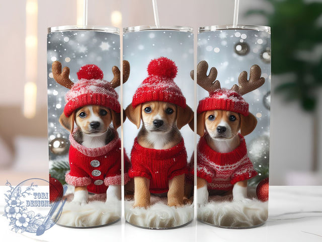 Cute Festive Christmas Dog Tumbler, Festive Pup Wrap, Holiday Dog Sublimation, Cute Pet Christmas Cup, 20Oz Skinny Tumbler Wrap, Puppy Christmas Mug, Merry Dog Design Sublimation ToriDesigns 