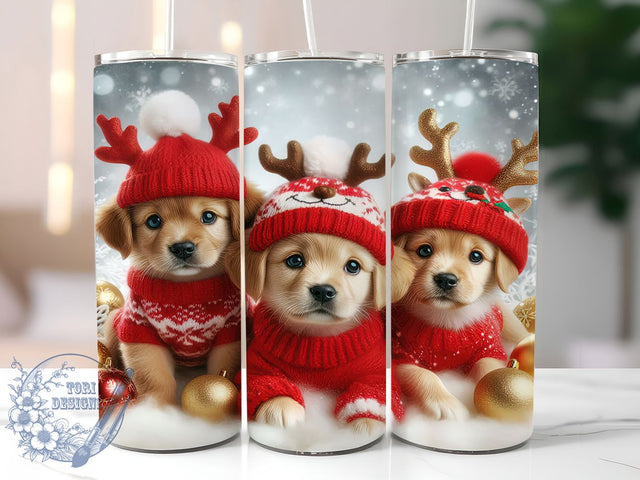 Cute Festive Christmas Dog Tumbler, Festive Pup Wrap, Holiday Dog Sublimation, Cute Pet Christmas Cup, 20Oz Skinny Tumbler Wrap, Puppy Christmas Mug, Merry Dog Design Sublimation ToriDesigns 