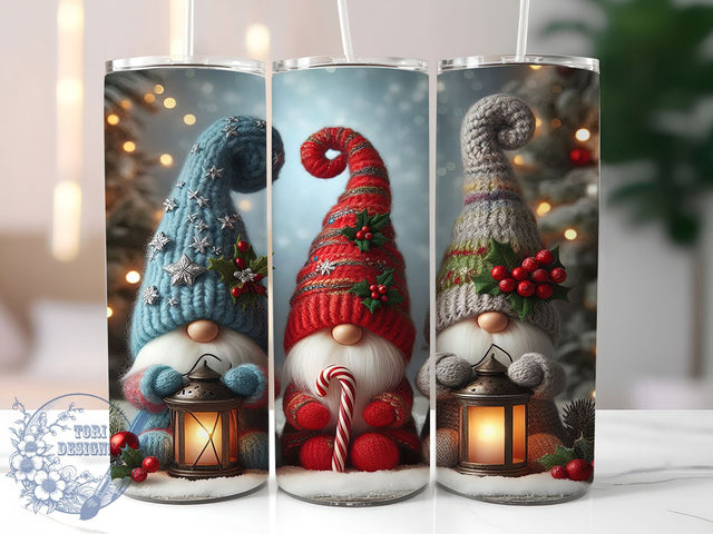 Cute Festive Christmas Gnomes Tumbler, Festive Gnome Wrap, Holiday Gnome Sublimation, Whimsical Christmas Cup, 20Oz Skinny Tumbler Wrap, Adorable Gnome Mug, Playful Holiday Design Sublimation ToriDesigns 