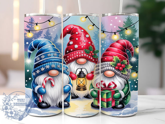 Cute Festive Christmas Gnomes Tumbler, Festive Gnome Wrap, Holiday Gnome Sublimation, Whimsical Christmas Cup, 20Oz Skinny Tumbler Wrap, Adorable Gnome Mug, Playful Holiday Design Sublimation ToriDesigns 