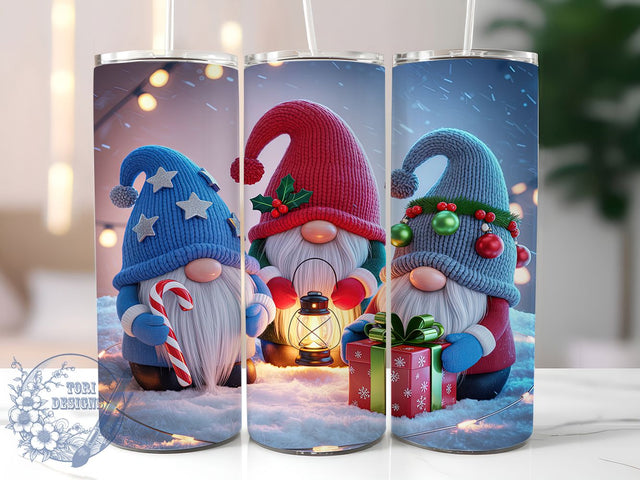 Cute Festive Christmas Gnomes Tumbler, Festive Gnome Wrap, Holiday Gnome Sublimation, Whimsical Christmas Cup, 20Oz Skinny Tumbler Wrap, Adorable Gnome Mug, Playful Holiday Design Sublimation ToriDesigns 
