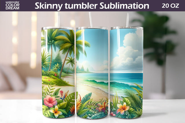 Cute Flamingo Tumbler Wrap | Tropical Tumbler Sublimation Sublimation WatercolorColorDream 