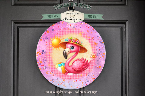 Cute Flamingo Wind Spinner Round Sublimation Design PNG Sublimation Ewe-N-Me Designs 