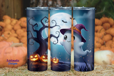 Cute Floating Ghost Tumbler Wrap | Halloween Tumbler Wrap for Sublimation Sublimation Sublimatiz Designs 