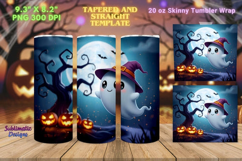 Cute Floating Ghost Tumbler Wrap | Halloween Tumbler Wrap for Sublimation Sublimation Sublimatiz Designs 