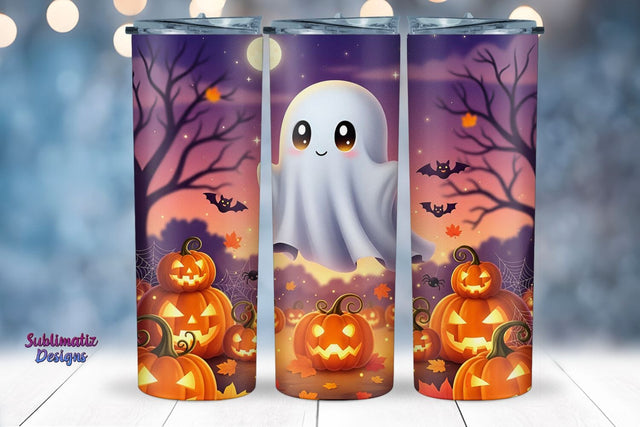 Cute Floating Ghost Tumbler Wrap | Halloween Tumbler Wrap for Sublimation Sublimation Sublimatiz Designs 