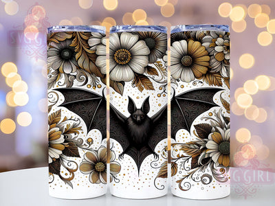 Cute Floral Bat 20oz Tumbler Wrap Sublimation Design, Straight Tapered Tumbler Wrap, Cute Bat Tumbler Png, Instant Digital Download Sublimation SvggirlplusArt 