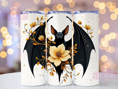 Cute Floral Bat 20oz Tumbler Wrap Sublimation Design, Straight Tapered Tumbler Wrap, Cute Bat Tumbler Png, Instant Digital Download Sublimation SvggirlplusArt 