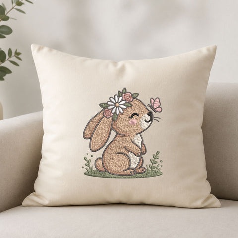 Cute Floral Bunny Machine Embroidery Design – Spring Rabbit with Flowers & Butterfly Embroidery File Embroidery/Applique DESIGNS PatternFeed8 