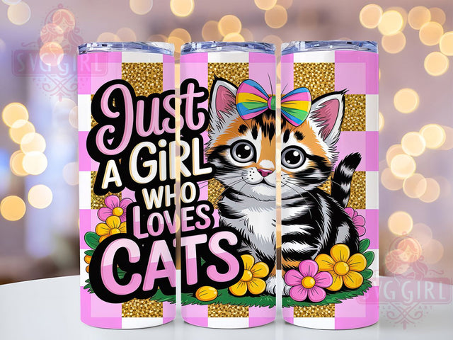 Cute Floral Cat Lover Tumbler, Cute Cat Floral Wrap, Glitter Kitty Mug Design, Sublimation Wrap, Cat Lover Drinkware, Gift Idea For Cat Moms, Sparkly Floral Cat Cup Sublimation SvggirlplusArt 
