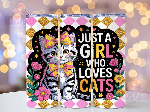 Cute Floral Cat Lover Tumbler, Cute Cat Floral Wrap, Glitter Kitty Mug Design, Sublimation Wrap, Cat Lover Drinkware, Gift Idea For Cat Moms, Sparkly Floral Cat Cup Sublimation SvggirlplusArt 