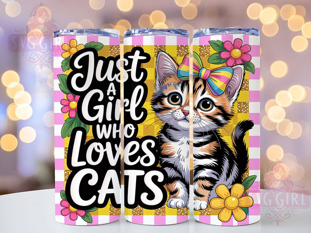 Cute Floral Cat Lover Tumbler, Cute Cat Floral Wrap, Glitter Kitty Mug Design, Sublimation Wrap, Cat Lover Drinkware, Gift Idea For Cat Moms, Sparkly Floral Cat Cup Sublimation SvggirlplusArt 