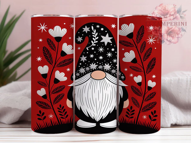 Cute Floral Christmas Gnome Tumbler, Red Holiday Gnome, Festive Gnome Design, 20Oz Wrap Design, Christmas Sublimation, Floral Winter Art, Adorable Gnome Theme Sublimation Li Zamperini 