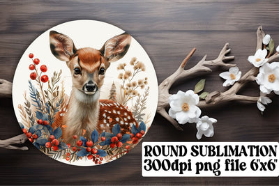Cute Floral Deer Wrap Round Design Sublimation Sublimation afrosvg 