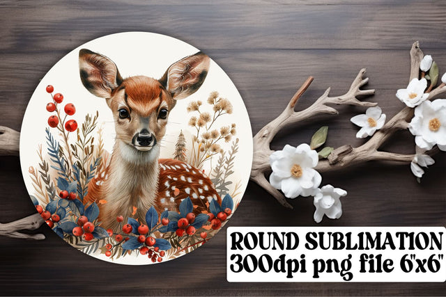 Cute Floral Deer Wrap Round Design Sublimation Sublimation afrosvg 