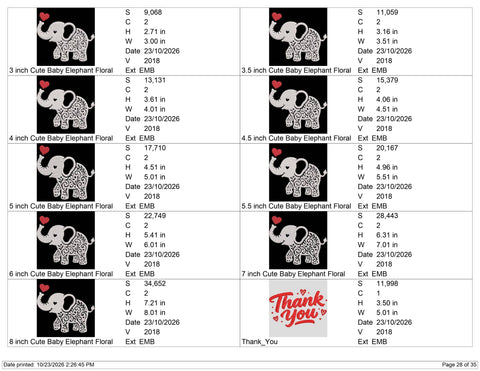 Cute Floral Elephant Embroidery Design – Baby Elephant with Heart Boho Animal Machine Embroidery File Embroidery/Applique DESIGNS PatternFeed8 