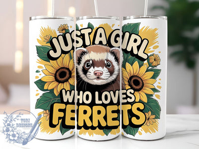 Cute Floral Ferret Tumbler, Cute Ferret, Floral Wrap, Sublimation Art, 20oz Tumbler, Playful Design, Nature Theme Sublimation ToriDesigns 