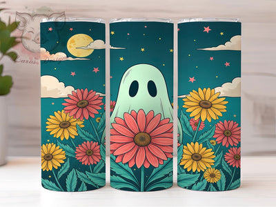 Cute Floral Ghost Autumn Halloween Tumbler, Cute Ghost Wrap, Autumn Floral Sublimation, Spooky Season Drinkware, Halloween Flower Tumbler, Pastel Ghost Design, Cozy Fall Tumbler Wrap Sublimation Lara' s Designs 