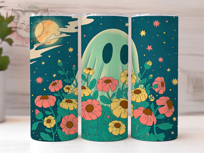 Cute Floral Ghost Autumn Halloween Tumbler, Cute Ghost Wrap, Autumn Floral Sublimation, Spooky Season Drinkware, Halloween Flower Tumbler, Pastel Ghost Design, Cozy Fall Tumbler Wrap Sublimation Lara' s Designs 