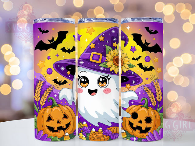 Cute Floral Ghost Halloween Tumbler Wrap, Halloween Sublimation Design, 20oz Spooky Cup Wrap, Cute Ghost & Flowers Wrap, Pastel Halloween Tumbler, Whimsical Fall Drinkware, Cottagecore Halloween Wrap Sublimation SvggirlplusArt 