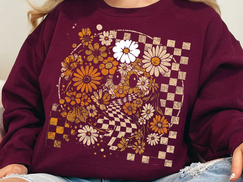 Cute Floral Ghost PNG, Retro Halloween Sublimation Design SVG DesignDestine 
