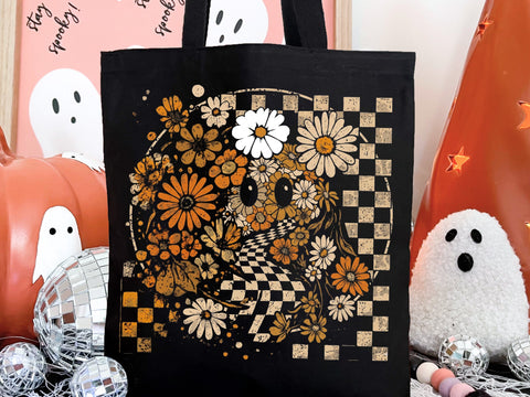 Cute Floral Ghost PNG, Retro Halloween Sublimation Design SVG DesignDestine 