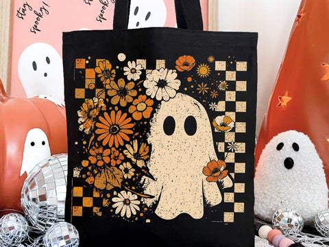 Cute Floral Ghost PNG, Retro Halloween Sublimation Design SVG DesignDestine 