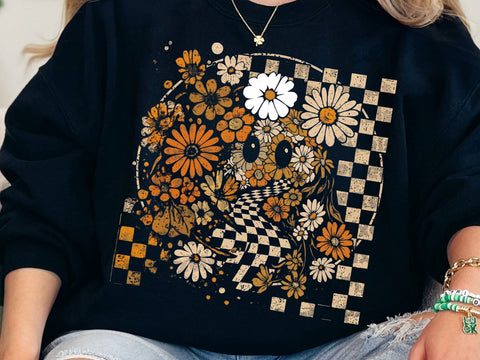 Cute Floral Ghost PNG, Retro Halloween Sublimation Design SVG DesignDestine 