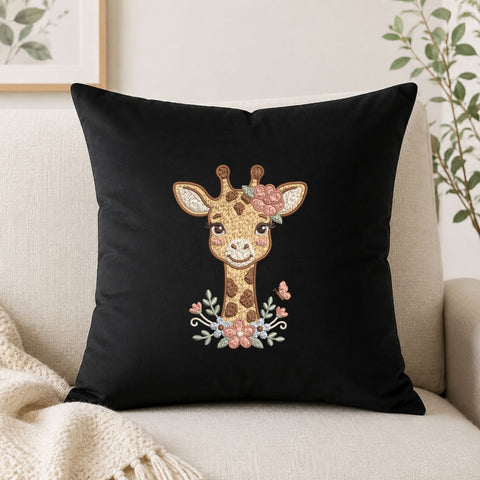 Cute Floral Giraffe Machine Embroidery Design – Baby Girl Giraffe with Flowers & Butterfly Embroidery File Embroidery/Applique DESIGNS PatternFeed8 