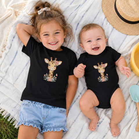 Cute Floral Giraffe Machine Embroidery Design – Baby Girl Giraffe with Flowers & Butterfly Embroidery File Embroidery/Applique DESIGNS PatternFeed8 