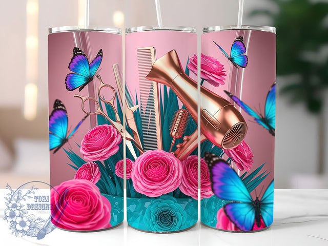 Cute Floral Hairdresser Tumbler, Cute Salon Wrap, Hairstylist Cup, Beauty Sublimation Design, Valentine Gift Tumbler, Sweet Floral Salon Wrap, Adorable Hair Cup Sublimation ToriDesigns 