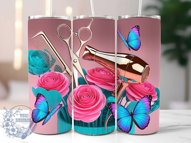 Cute Floral Hairdresser Tumbler, Cute Salon Wrap, Hairstylist Cup, Beauty Sublimation Design, Valentine Gift Tumbler, Sweet Floral Salon Wrap, Adorable Hair Cup Sublimation ToriDesigns 