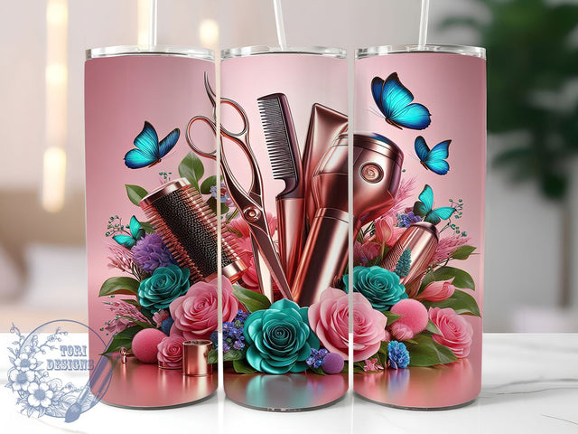 Cute Floral Hairdresser Tumbler, Cute Salon Wrap, Hairstylist Cup, Beauty Sublimation Design, Valentine Gift Tumbler, Sweet Floral Salon Wrap, Adorable Hair Cup Sublimation ToriDesigns 