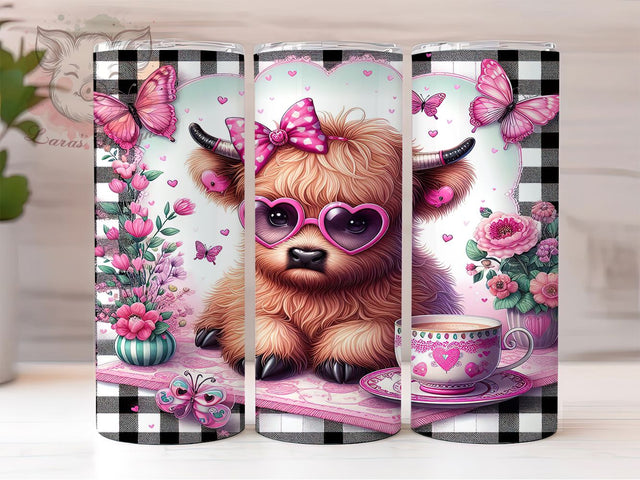 Cute Floral Highland Cow Boho Tumbler Wrap, Floral Cow Wrap, 20oz Cow Tumbler, Country Style Tumbler, Boho Cow Design, Sublimation Tumbler Wrap, Baby Cow Floral Sublimation Lara' s Designs 