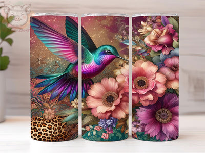 Cute Floral Hummingbird 20oz Tumbler Png, Straight & Tapered Tumbler Png, Hummingbird Tumbler Png, Digital Download PNG Sublimation Lara' s Designs 