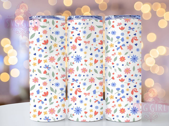 Cute Floral Pattern 20oz Tumbler, Floral Tumbler Design, Cute Flower Mug, Colorful Pattern Cup, Whimsical Bloom Drinkware, Artistic Garden Style, Playful Petal Cup, Vintage Floral Humor Sublimation SvggirlplusArt 