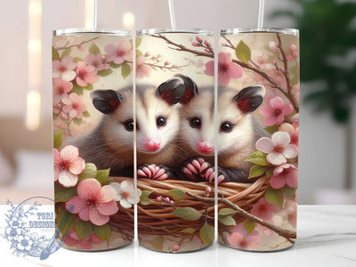 Cute Floral Possum Tumbler, Animal Art, Cute Wrap, Sublimation Art, 20oz Tumbler, Nature Design, Playful Pattern Sublimation ToriDesigns 