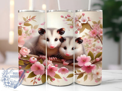 Cute Floral Possum Tumbler, Animal Art, Cute Wrap, Sublimation Art, 20oz Tumbler, Nature Design, Playful Pattern Sublimation ToriDesigns 