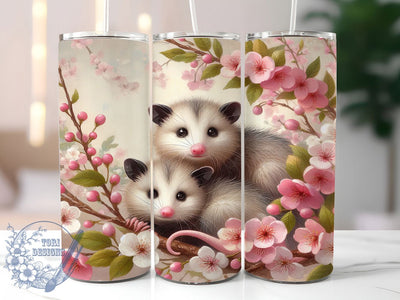 Cute Floral Possum Tumbler, Animal Art, Cute Wrap, Sublimation Art, 20oz Tumbler, Nature Design, Playful Pattern Sublimation ToriDesigns 