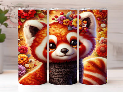 Cute Floral Red Panda 20oz Tumbler, Floral Design, Cute Animal, 20oz Wrap, Sublimation Design, Nature Theme, PNG File Sublimation Lara' s Designs 