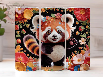 Cute Floral Red Panda 20oz Tumbler, Floral Design, Cute Animal, 20oz Wrap, Sublimation Design, Nature Theme, PNG File Sublimation Lara' s Designs 