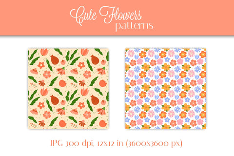 Cute Flowers Digital Paper | Floral Patterns Collection for Scrapbooking, Craft, Designs | Blossom Background | Bloom JPG | Digital Download Digital Pattern AnnaViolet_store 