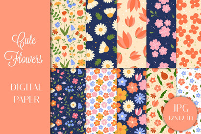 Cute Flowers Digital Paper | Floral Patterns Collection for Scrapbooking, Craft, Designs | Blossom Background | Bloom JPG | Digital Download Digital Pattern AnnaViolet_store 