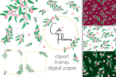 Cute Flowers PNG Clip Art Floral Frames Patterns | Clipart Floral Elements Digital Paper JPG | Botanical EPS Vector Illustrations Collection Digital Pattern AnnaViolet_store 
