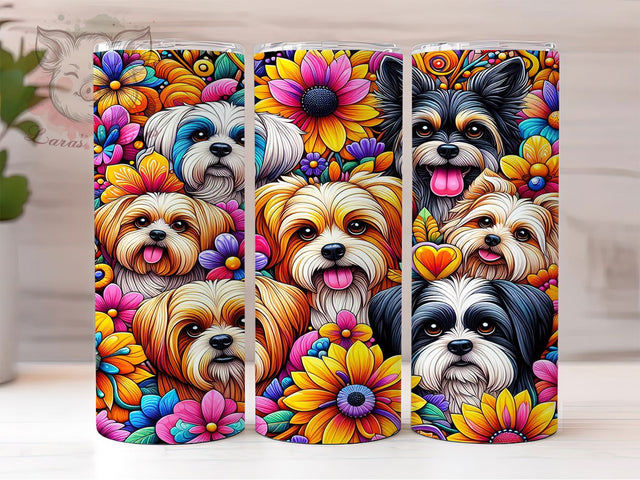 Cute Fluffy Havanese Dog Tumbler, Cute Puppy Wrap, 20Oz Skinny Tumbler, Small Breed Sublimation, Dog Lover Gift Design, Fluffy Havanese Tumbler, Pet Owner Wrap Sublimation Lara' s Designs 