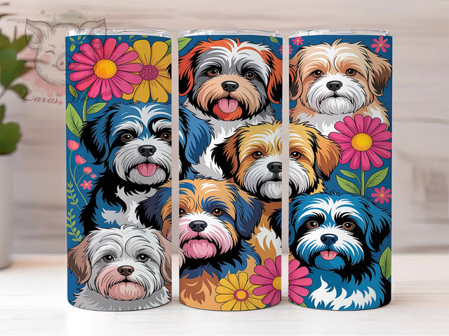 Cute Fluffy Havanese Dog Tumbler, Cute Puppy Wrap, 20Oz Skinny Tumbler, Small Breed Sublimation, Dog Lover Gift Design, Fluffy Havanese Tumbler, Pet Owner Wrap Sublimation Lara' s Designs 